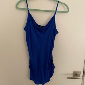 Royal blue satin cowl neck cami.